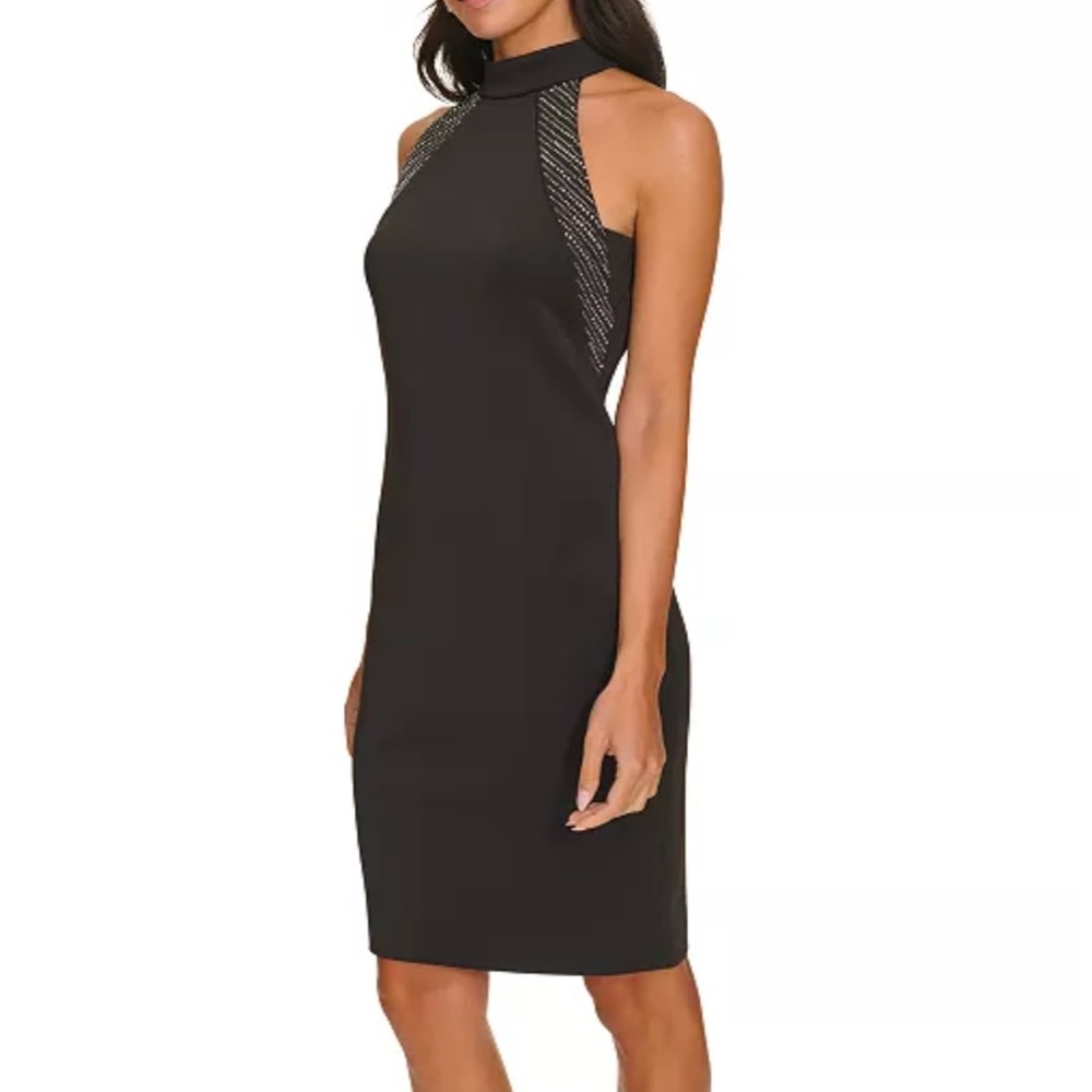 NWT Calvin Klein Embellishments Halter Sheath - Picture 2 of 5